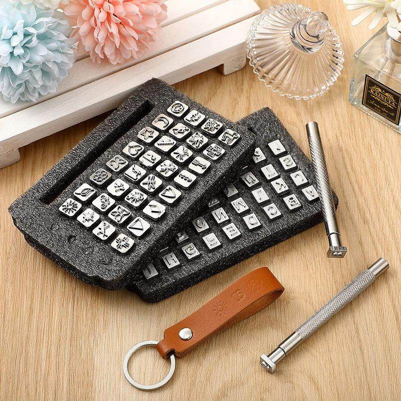 皮革敲封字母数字模具印度风格皮革雕刻集DIY手工皮包工具