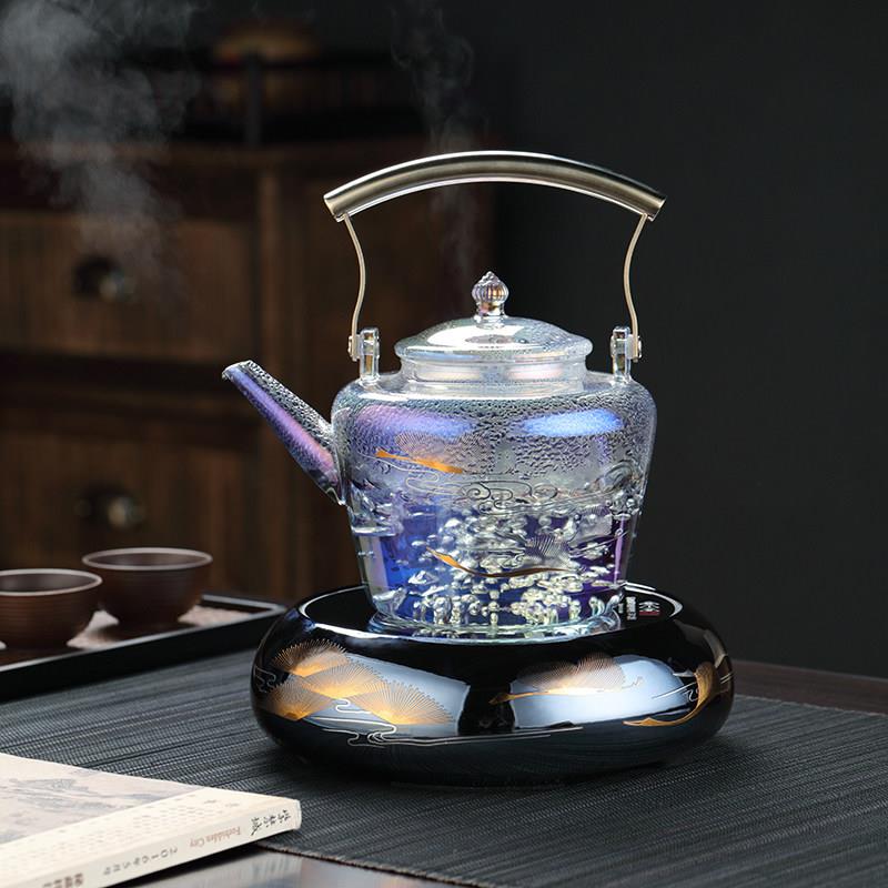 木须堂贝彩烧电陶炉煮茶器耐高温玻璃烧水壶提梁煮茶壶煮茶炉套装
