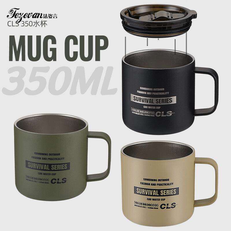 户外战术杯304不锈钢双层保温杯野餐咖啡杯茶杯带盖露营杯合格