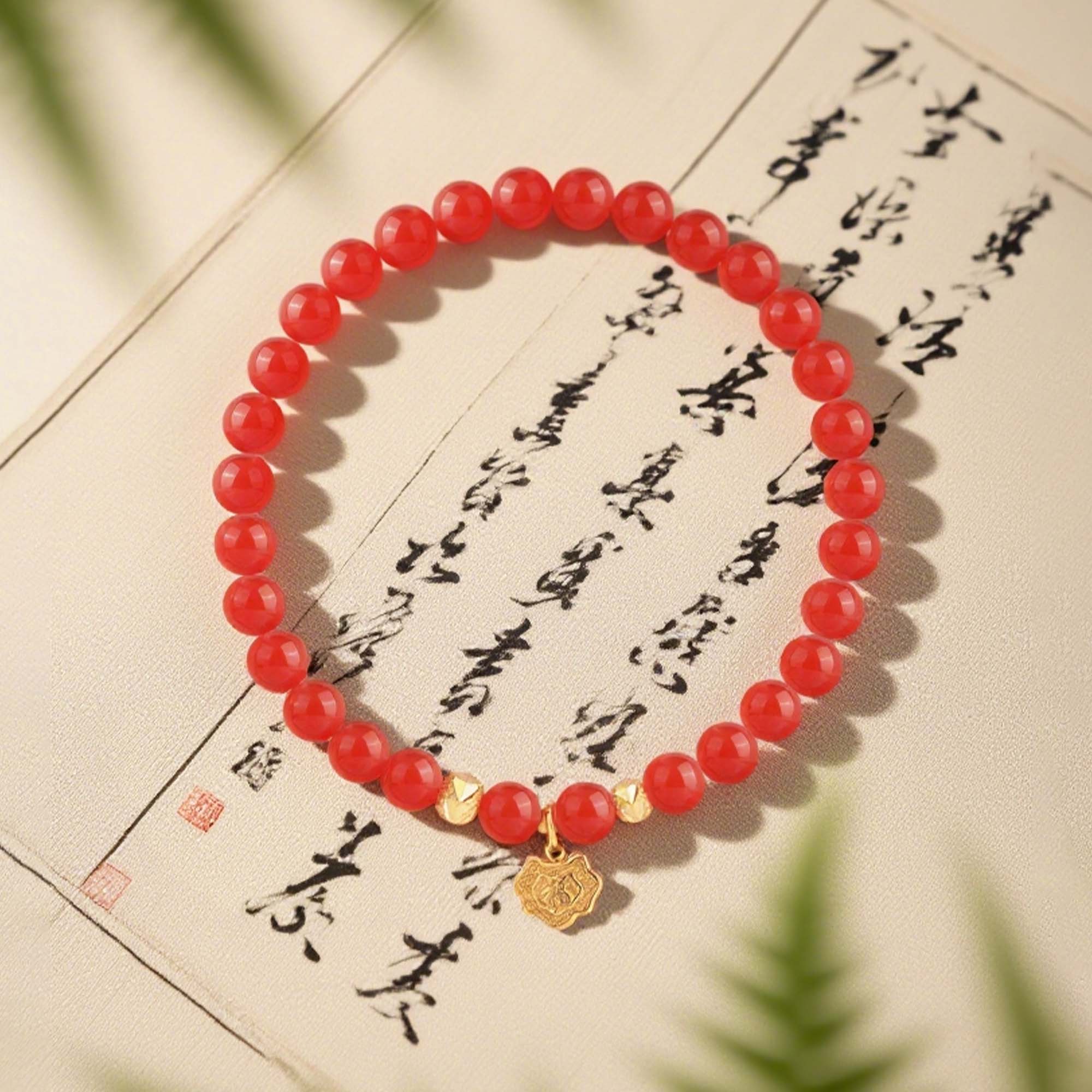 QUEENA.Z 新品设计师系列女士南红《春喜》米珠手串HJ220628001