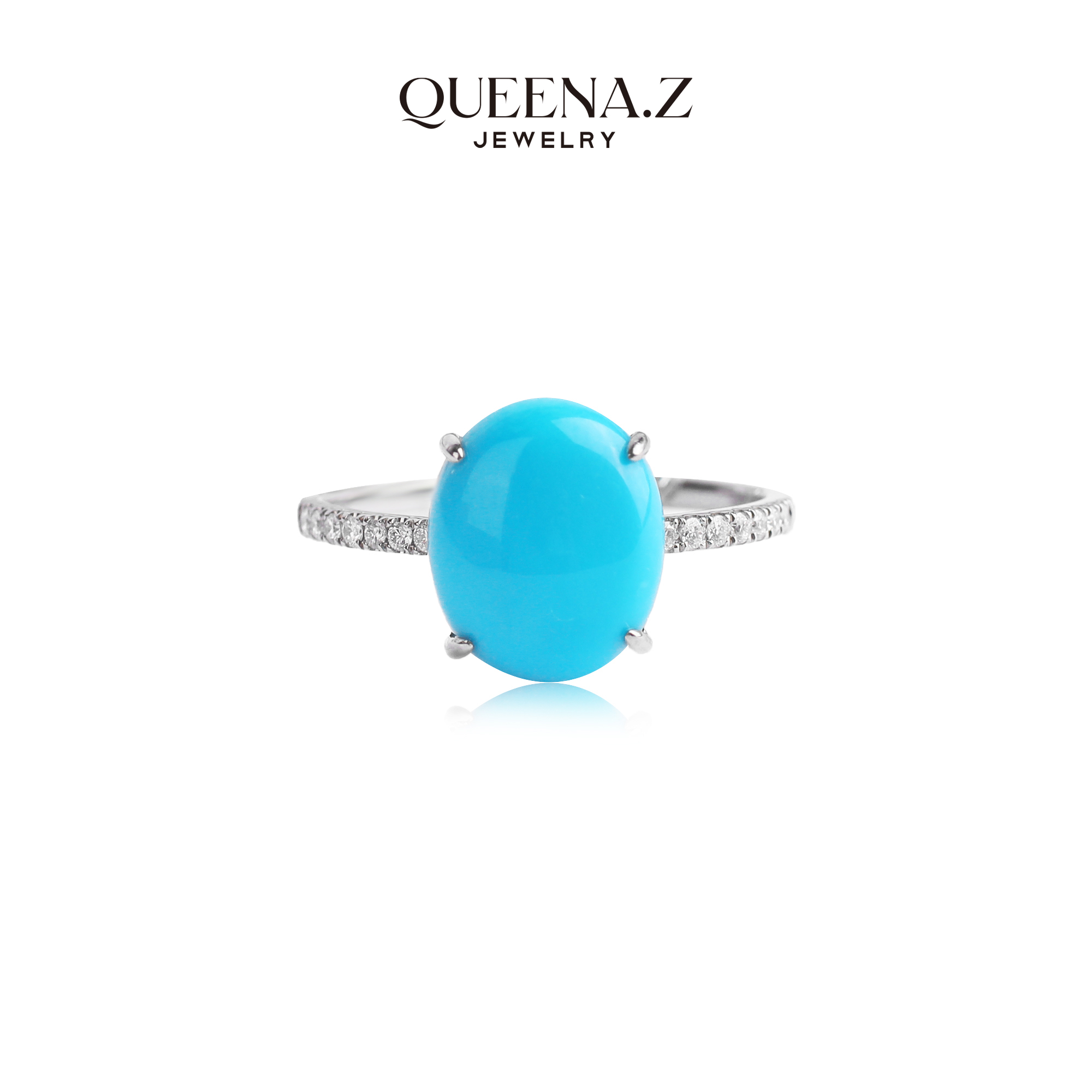 QUEENA.Z  新品设计师系列女士绿松石钻石戒指HH140402011