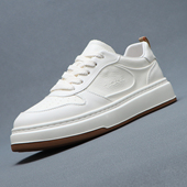 梵狮奴真皮小白鞋 子 鞋 男轻便厚底休闲板鞋 百搭软底系带纯牛皮男士