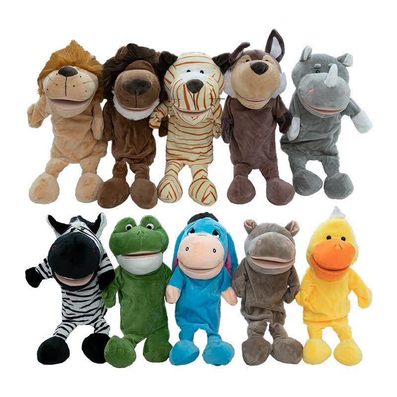 张嘴手偶玩具嘴巴能动幼儿园教具手指玩偶长腿大灰狼手套布偶动物