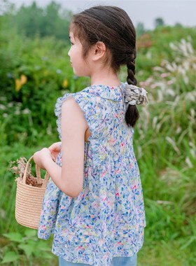 7089水彩蓝小衫100支全棉薄