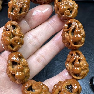 橄榄核雕刻镂空文玩橄榄核手串男士葫芦橄榄胡福禄手串手链