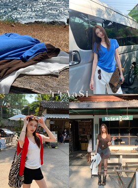 44AaSif 【好穿到脱不下来】 显白凉感基础款V领insT恤