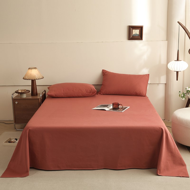 A类全棉加厚床单单件100磨毛纯色被单枕套双人学生宿舍三件套