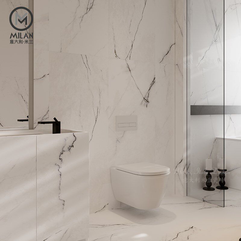 微哑奢石宝格俪大花白大理石纹法式卫生间瓷砖背景墙别墅客厅地砖