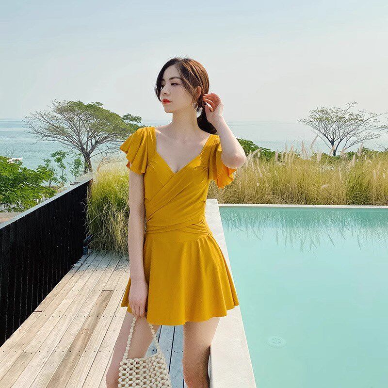 泳衣女保守交叉聚拢裙式连体遮肉显瘦仙女范2025新款高级感泡温泉