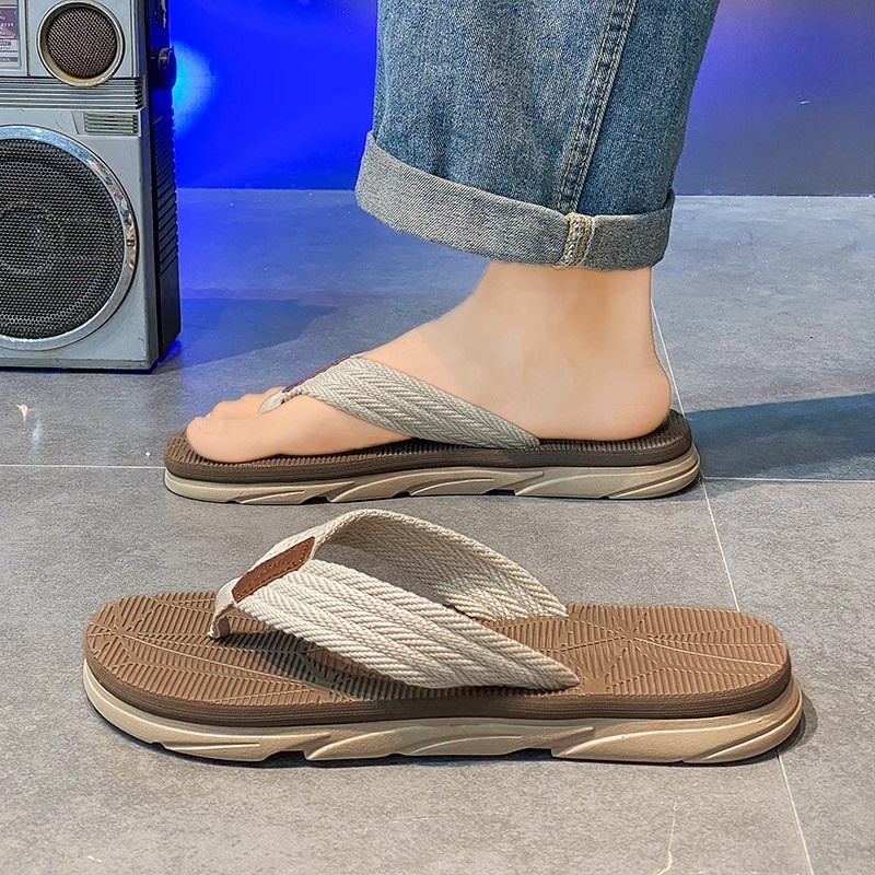 拖鞋男士人字拖夏季外穿防滑2025新款男式凉拖布带夹脚沙滩凉鞋男