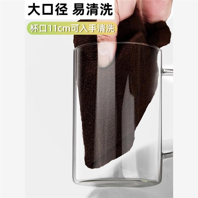 超大容量泡茶玻璃杯有盖办公室喝水杯透明茶杯耐高温带把玻璃杯女