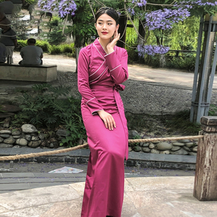 纤沫藏装女夏季拼边博拉西藏民族风拉萨服装藏服藏袍女式安多藏衣