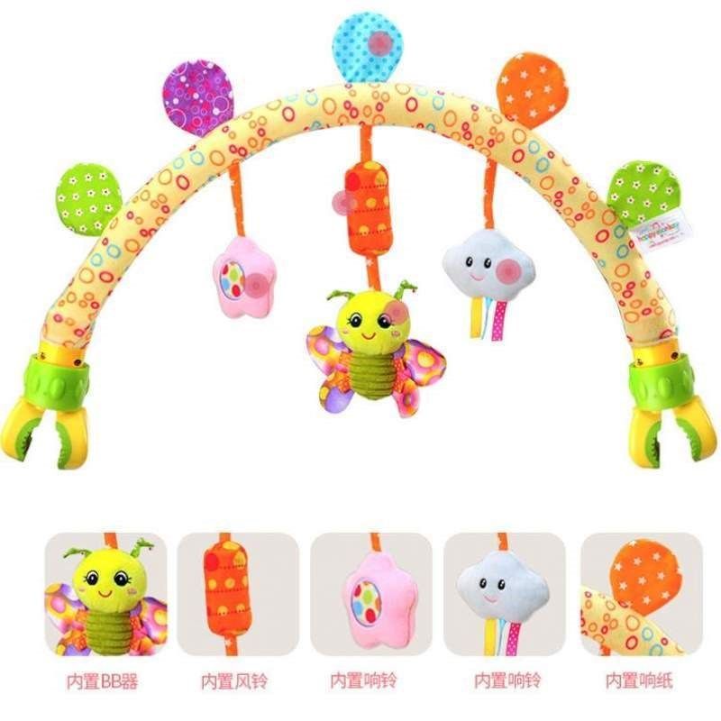 -63新生儿玩具1推车-月婴儿音乐挂件0岁车摇铃架个拱形夹玩具床挂