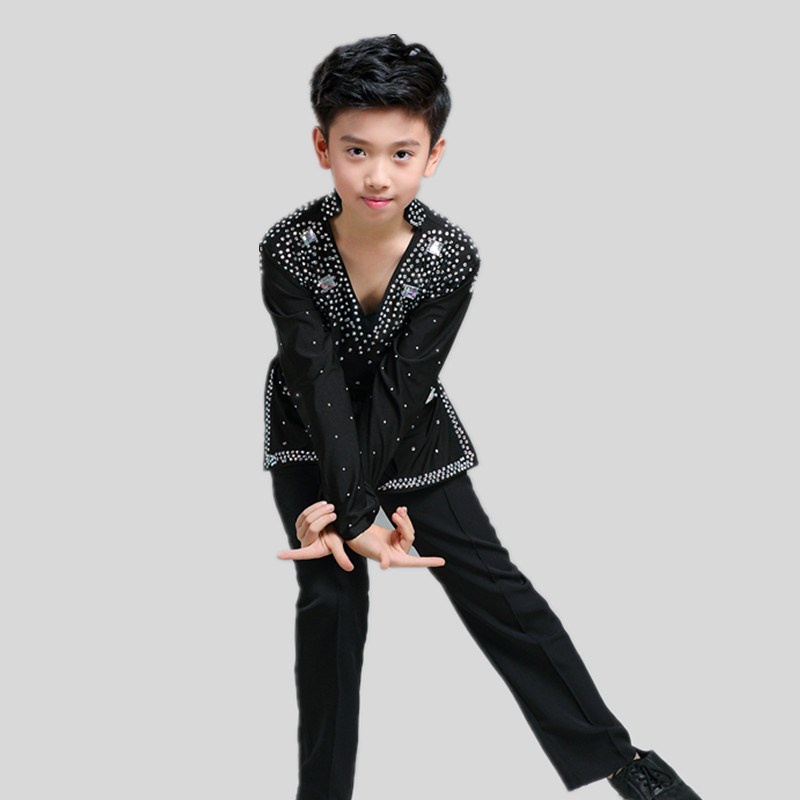 新款男童拉丁舞表演服少儿舞台走秀比赛拉丁舞服儿童拉丁舞练功服
