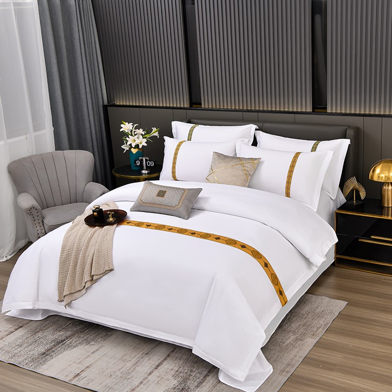 酒店布草床上用品被褥被子民宿专用七件套纯棉白色被芯被套宾馆八