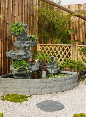 假山流水景摆件客厅落地阳光房循环水系喷泉景观庭院花园楼顶装饰