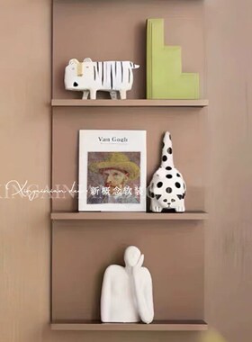 样板间儿童房书桌书柜摆件黑白波点可爱猫咪摆件男女孩软装装饰品