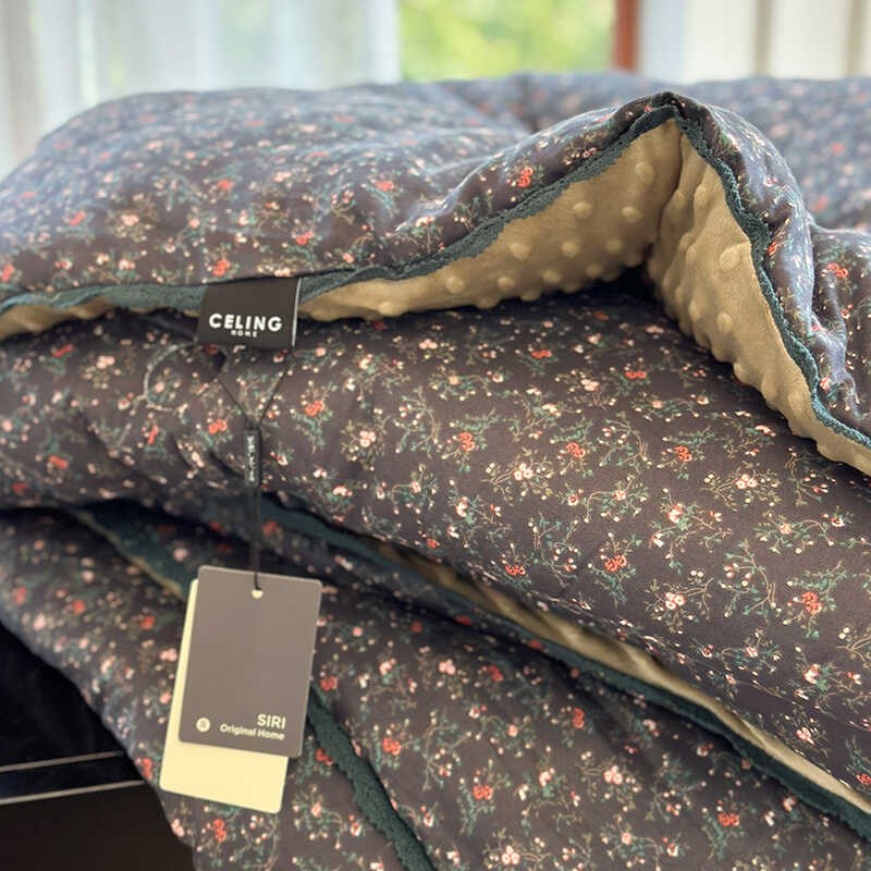 田园小碎花双层纱豆豆被子双人可水洗2m米空调春秋被加厚保暖冬被