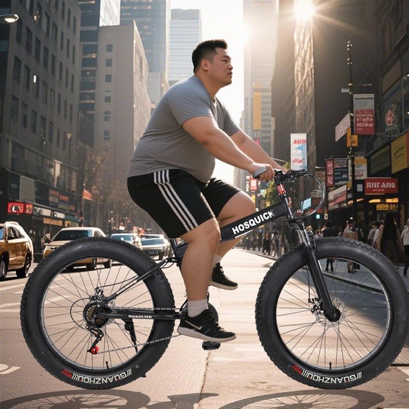 26寸胖人锻炼代步大轮胎变速折叠雪地自行车双减震成人山地车男款