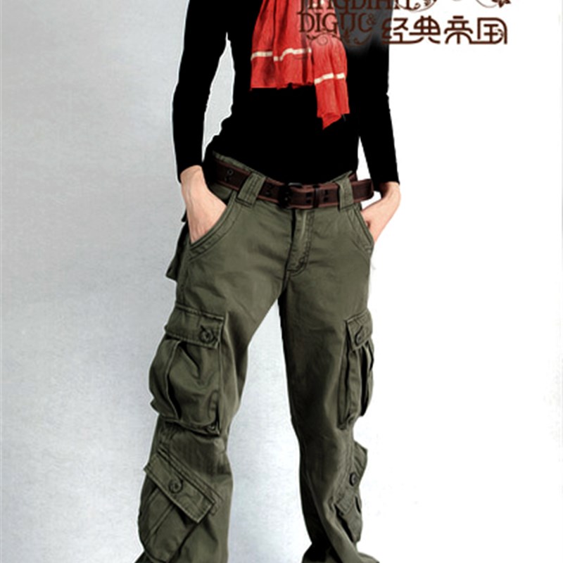 加绒春秋休闲男女工装长裤多兜口袋户外登山大码情侣宽松加