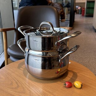 菲仕朗18/10不锈钢20cm涨型蒸汤锅 H双耳蒸煮两用4L容量锅不挑炉