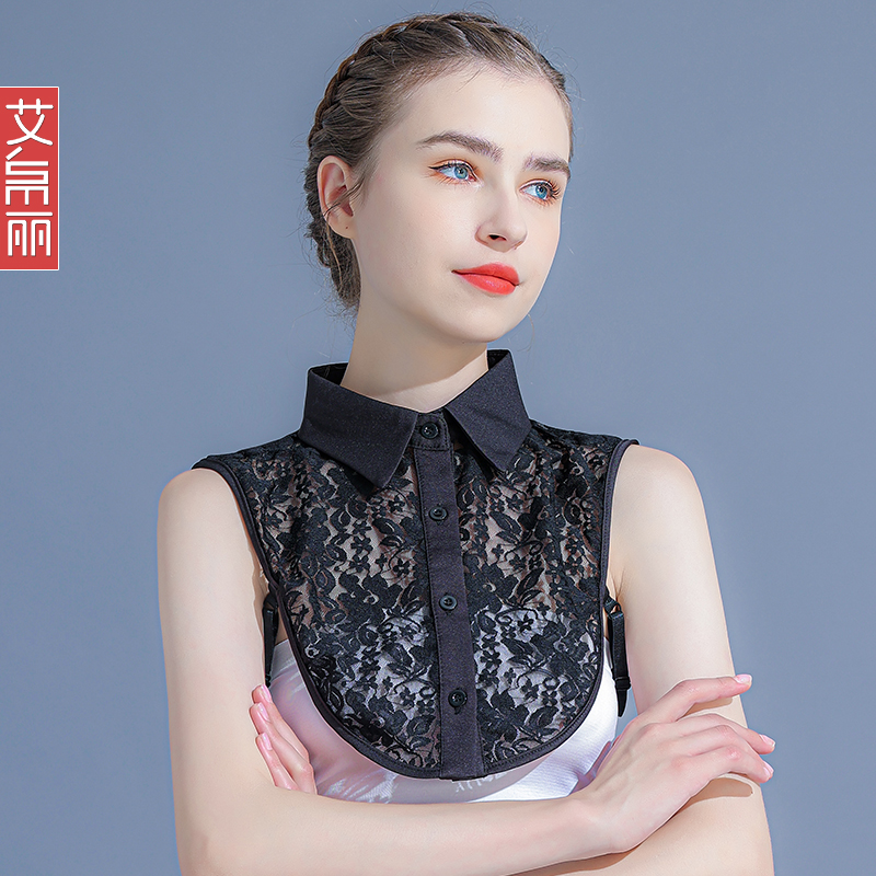 蕾丝假领子女毛衣装饰半身衬衫领秋冬打底衬衣方领装饰假衬衫百搭