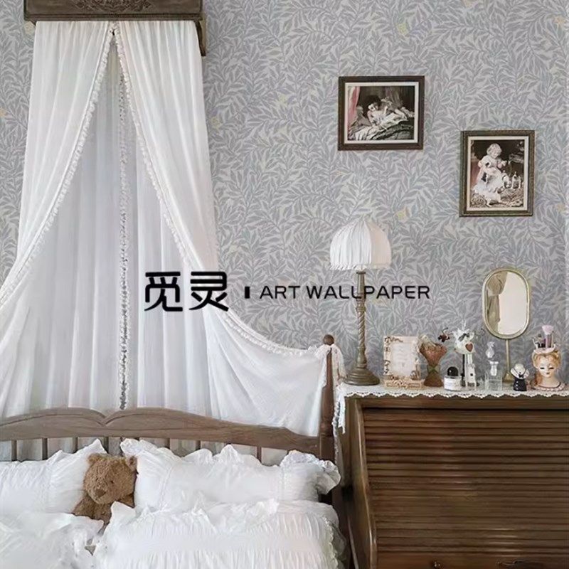 手绘法式田园草叶植物壁纸客厅沙发卧室背景墙墙纸无纺布定制壁画,家装主材,定制壁画,淘宝优惠券,粉丝福利购,淘宝优惠卷