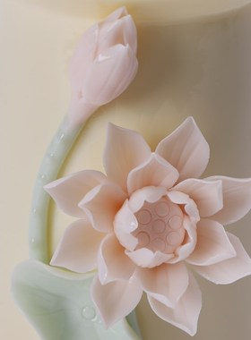 高档教师节礼品送老师礼物陶瓷莲花笔筒摆件办公室书房书架装饰品