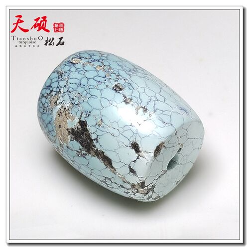 多铁线天然原矿高瓷无优化绿松石桶珠顶珠单珠锁骨链手串配饰无胶