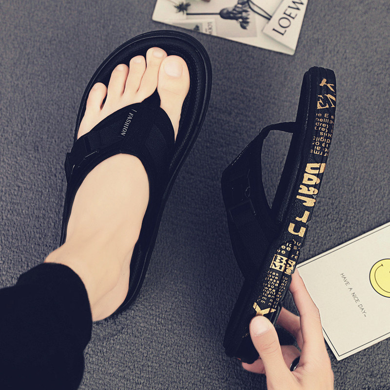 沙滩拖鞋男人字拖男潮流室外穿夹脚凉拖2021夏季新款个性男士凉鞋