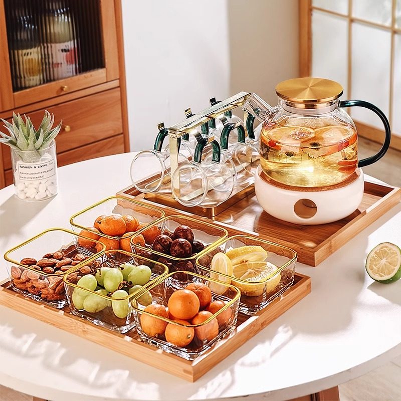 中式玻璃花茶e壶茶杯套装蜡烛加热煮水果茶壶精致下午茶茶具养生