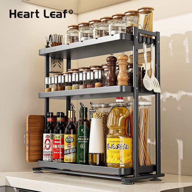 厨房置物架多功能调料品收纳架台面多层可抽拉放T油盐酱醋调味瓶