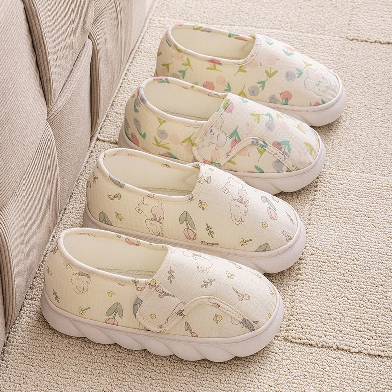 月子鞋夏季薄款包跟纯棉8月份9厚底春秋孕妇产妇产后家居棉拖鞋女