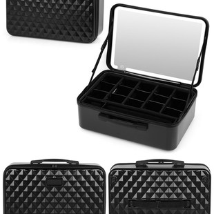 化妆箱带镜子专业跟妆师收纳盒可挂行李箱女手提小行李箱专业跟妆