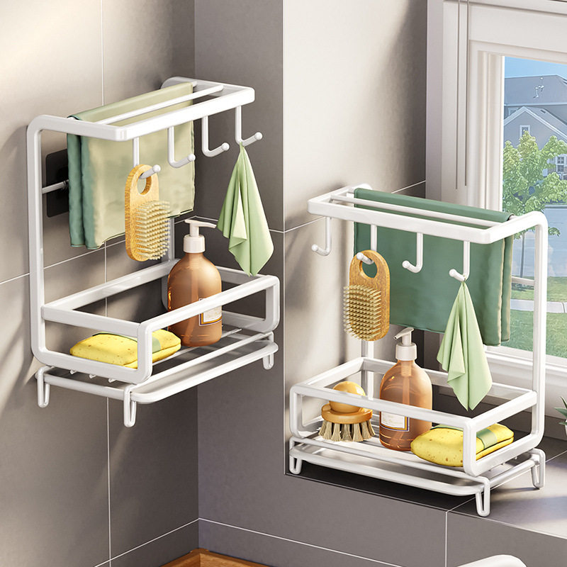 抹布架厨房置物架免打孔壁挂台面放洗碗布海绵钢丝球沥水收纳架子,厨房/烹饪用具,厨房置物架/置物柜/角架,淘宝优惠券,粉丝福利购,淘宝优惠卷