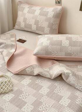 ||双面纯棉砂洗床盖夹床凌单不棉两乱加厚盖铺用榻AHS榻米床罩