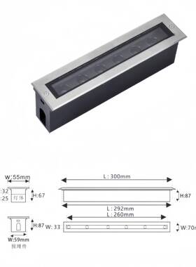 6W912W1眩8DW24W户外防水LE大功2401率长条W埋地灯深孔防条形埋地