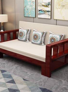 实木沙发可折叠床jls7SHMM坐卧客厅多功能两用小户型伸折缩单推拉