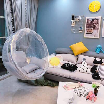 网tb-55600红透明泡泡椅半内球千秋吊椅压克力篮室外阳台庭院玻吊