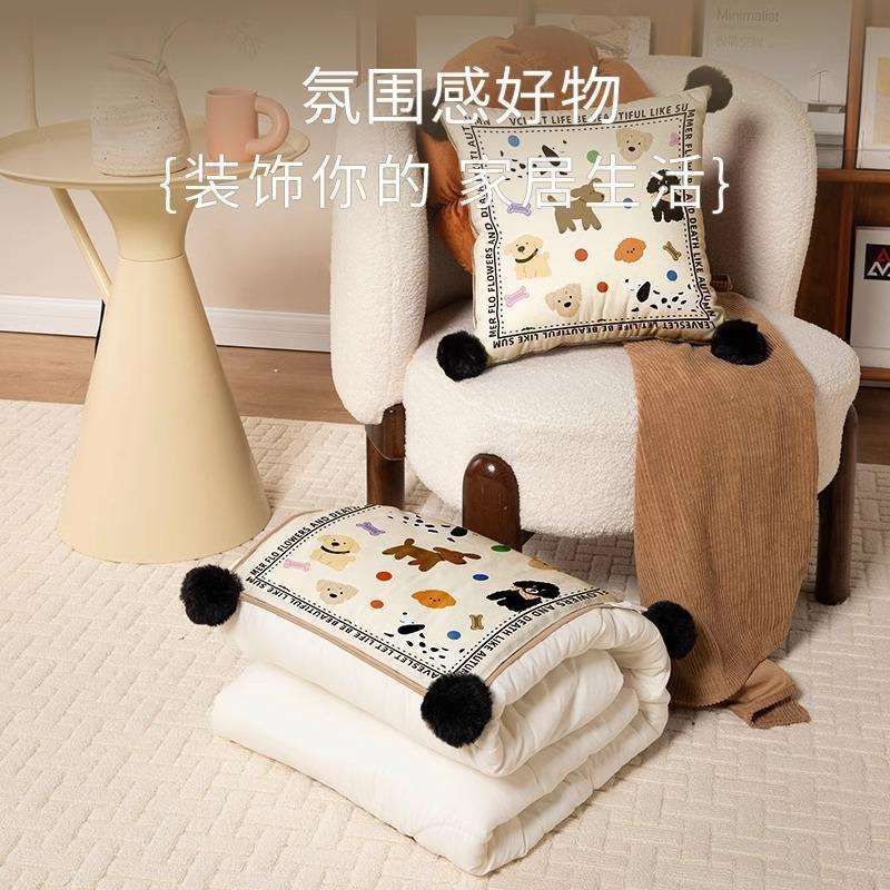 冬两卡通抱枕JF05被子用合一车载靠背厅客沙发靠枕办季公室加厚午