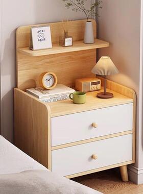 奶型油风床头简JNf5fcDb柜约现床代边柜子卧室小床头储物柜简易免