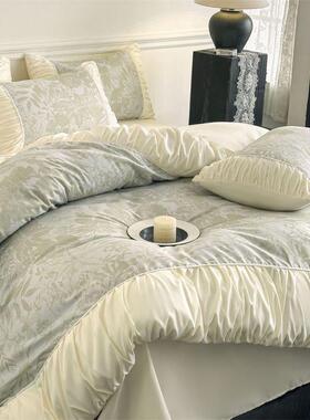 法式复水洗棉床上四件套少女皱VPE皱件边床单被古套学生心宿舍三