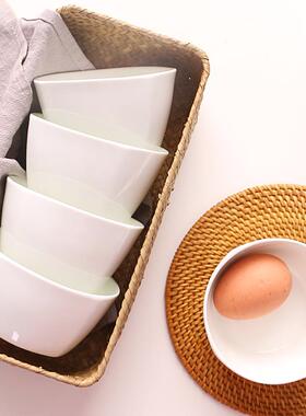 4个韩景德装镇性白色家用骨瓷吃饭式F758HMT8饭碗四方个小碗陶瓷