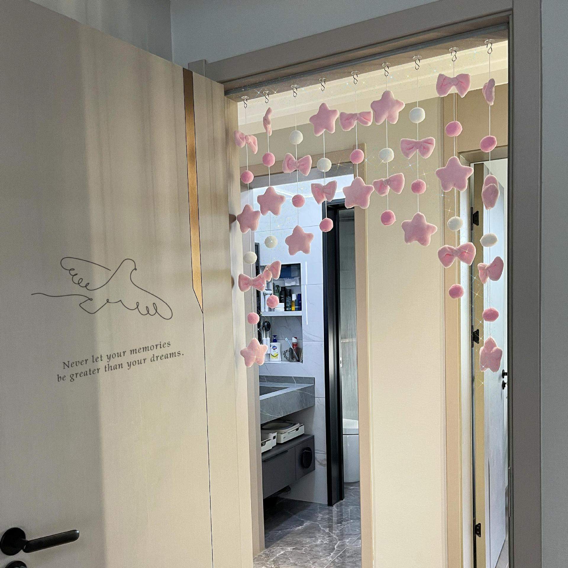 门帘挂饰可爱少女心房间装饰客厅隔断帘儿童房卧室房门免打孔挂饰