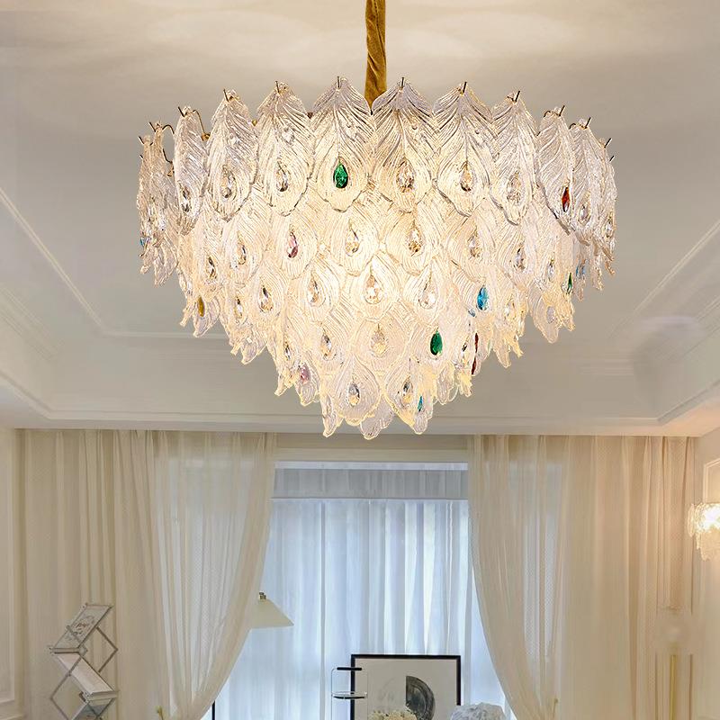 法玻式复古轻奢水晶璃式国吊45421灯美浪漫潮风绿宝石客厅卧室餐