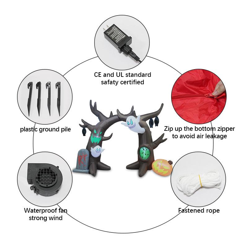 2万.4米圣节充气拱门南幽XMX灵瓜品墓碑枯树气模庭院LED发光装饰
