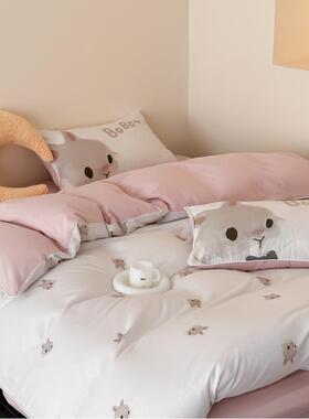 卡通床风全棉双层纱单款件套可爱数码印花四meise儿童纯棉被套床