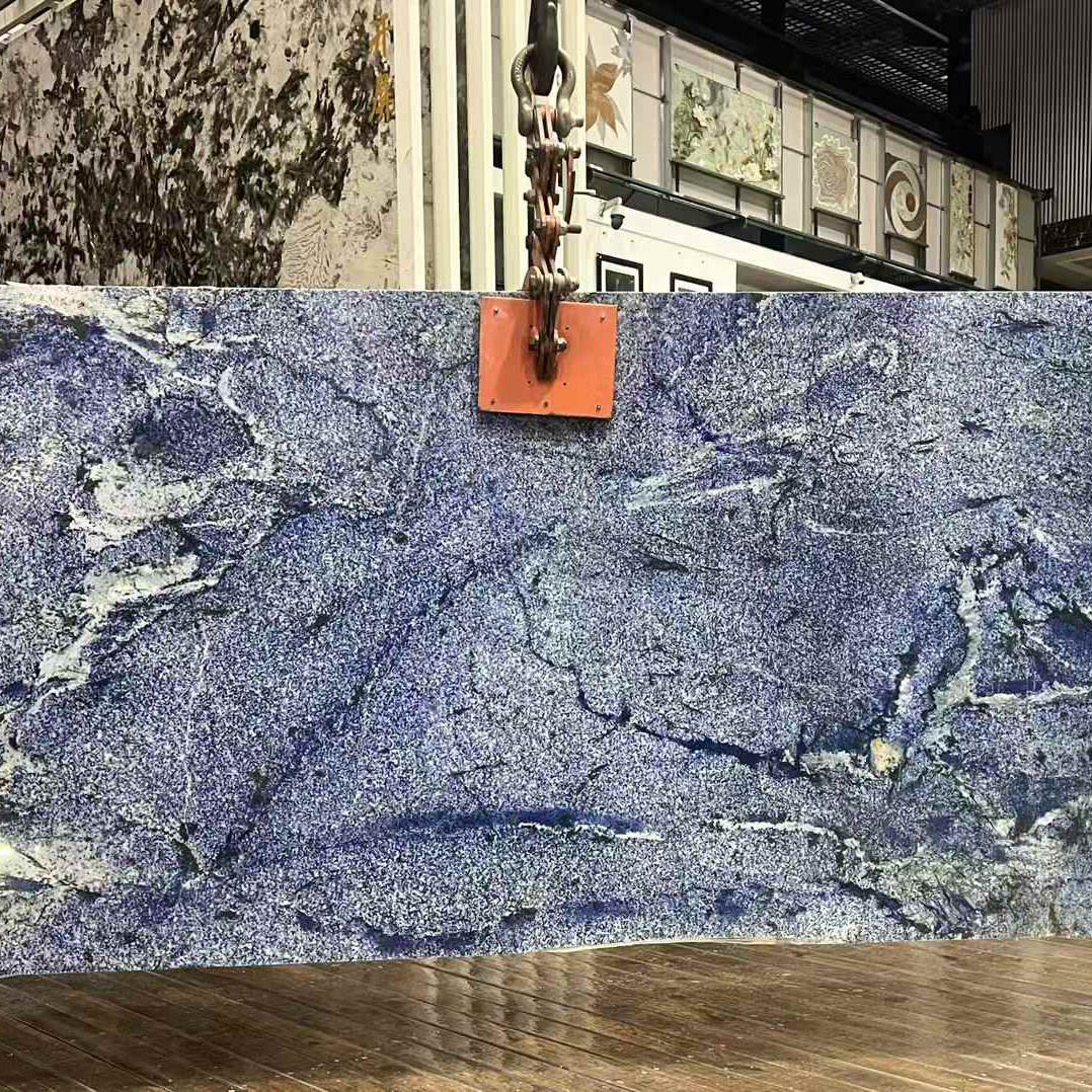 天然大理石梦幻蓝宝 圆餐桌异形石材茶几面板奢石玄关桌