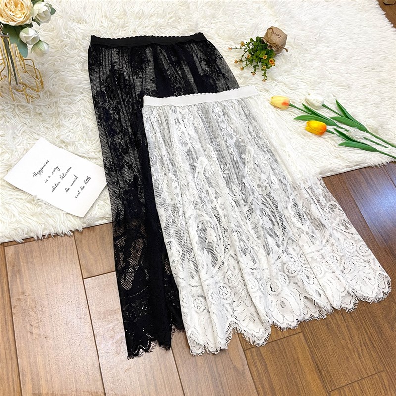 叠穿新款网纱内搭纱裙打底裙蕾丝裙半身裙女装夏季白色旗袍内衬裙