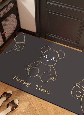 银灰色进门地垫2024新款入户门垫耐脏免洗吸水门垫门口防滑脚垫子